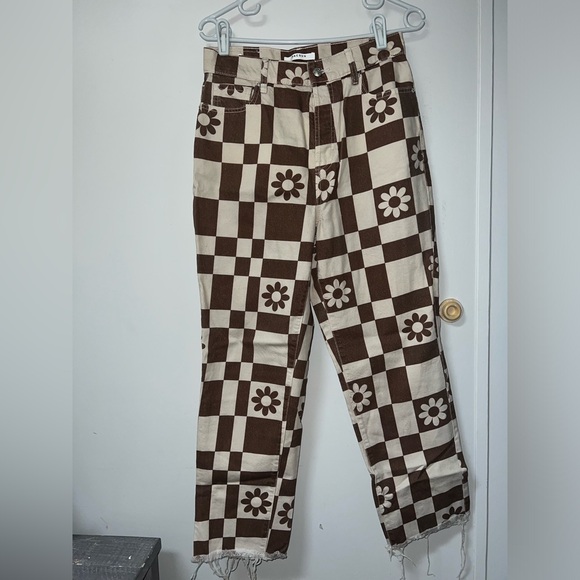 PacSun Eco Flower Checkerboard High Waisted Straight Leg Jeans - Picture 8 of 10